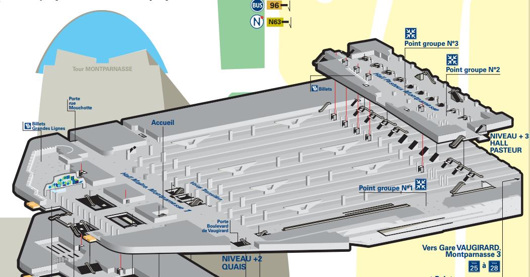 Plan du Niveau 2 de la gare de Lyon